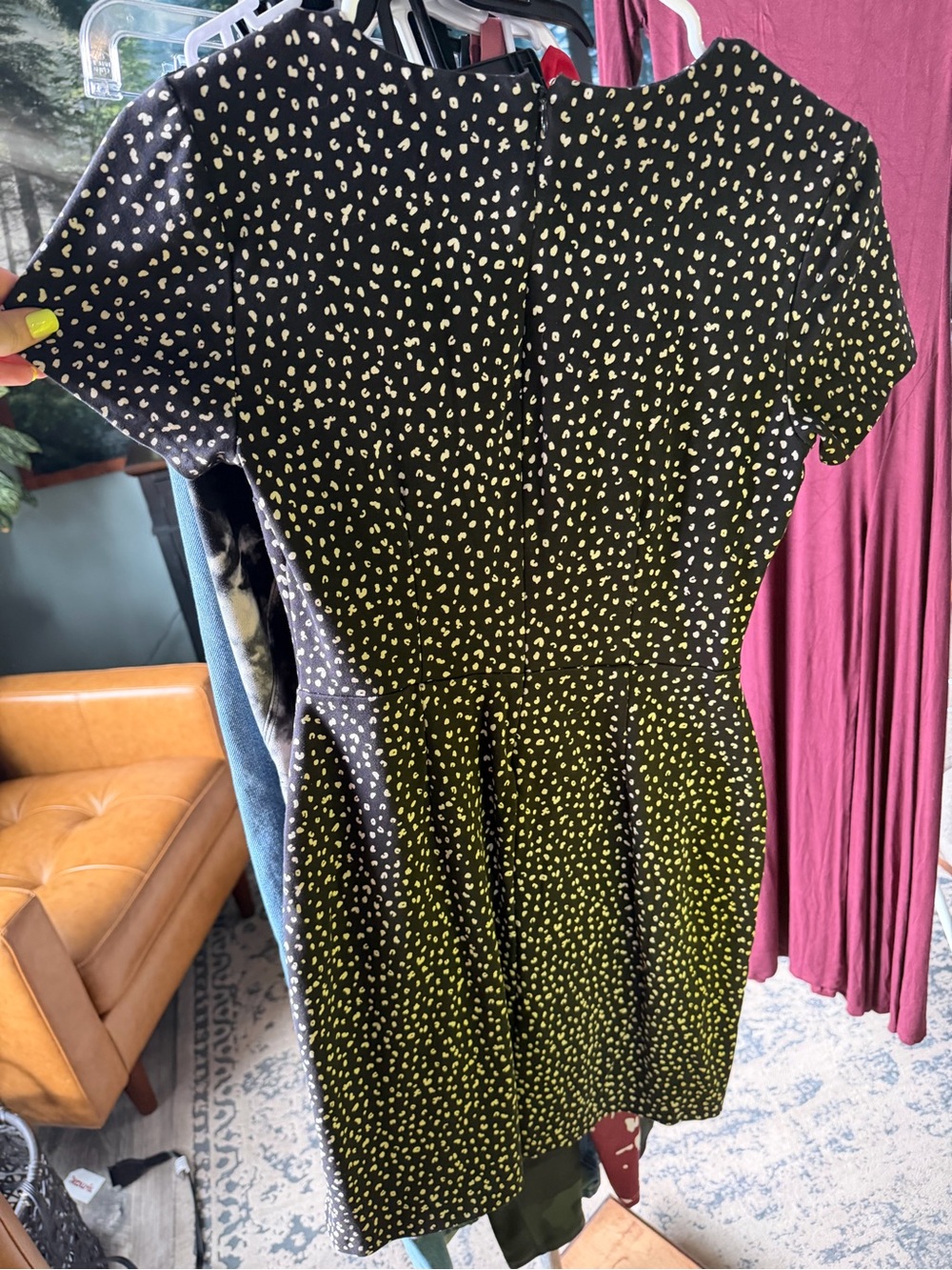 Old Navy Black Mini Dress with White Spot Print